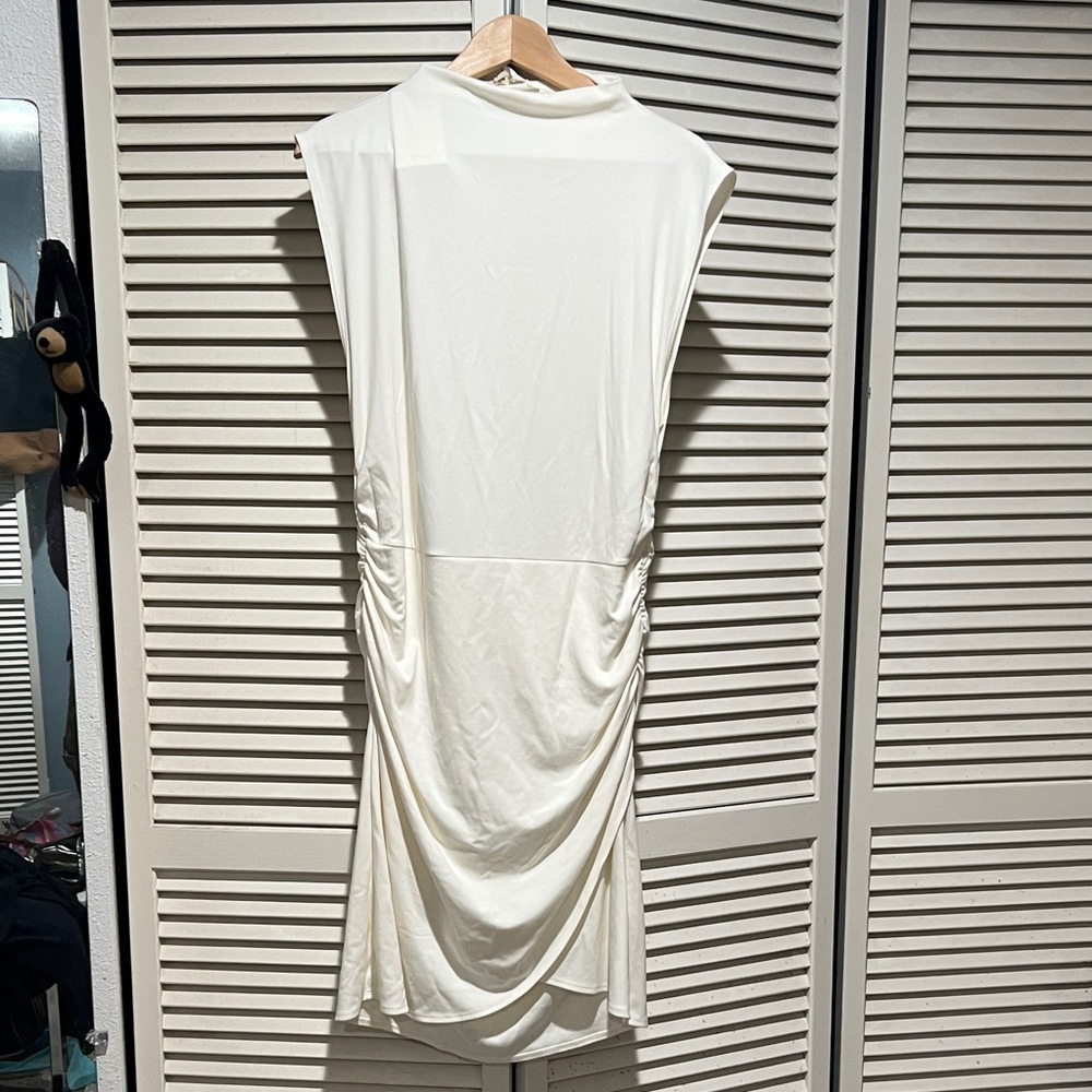 Wilfred Cream Ruched Midi Dress